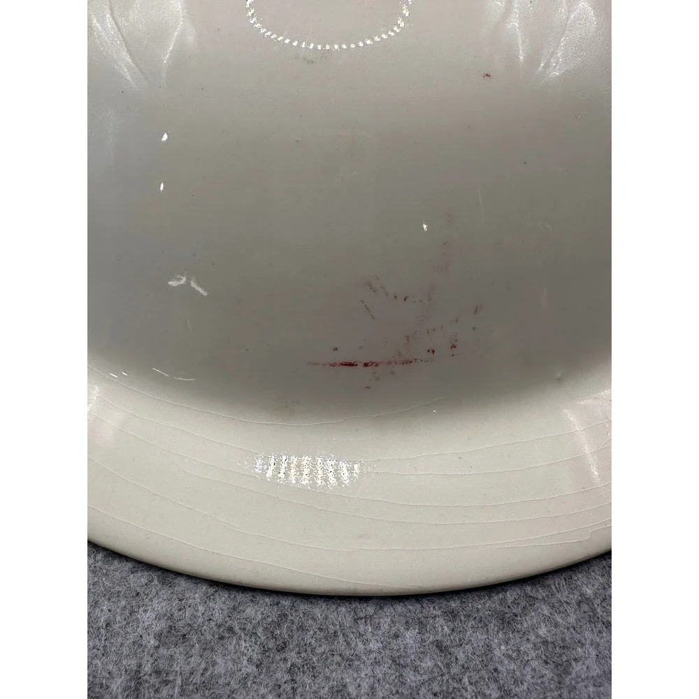 Homer Laughlin Currier & Ives Red Transferware Covered Bowl Husking Partridge
